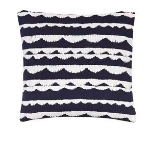Kate Spade Scallop Row Decorative Pillow Navy Blue And White NWT Retail - $70.00